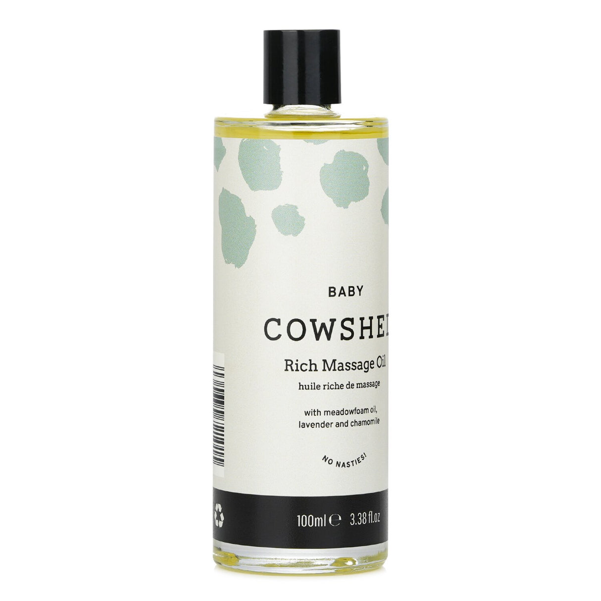 Cowshed Baby Rich Massage Oil in a 100ml bottle, enriched with Lavender and Chamomile for soothing baby's skin and hair.