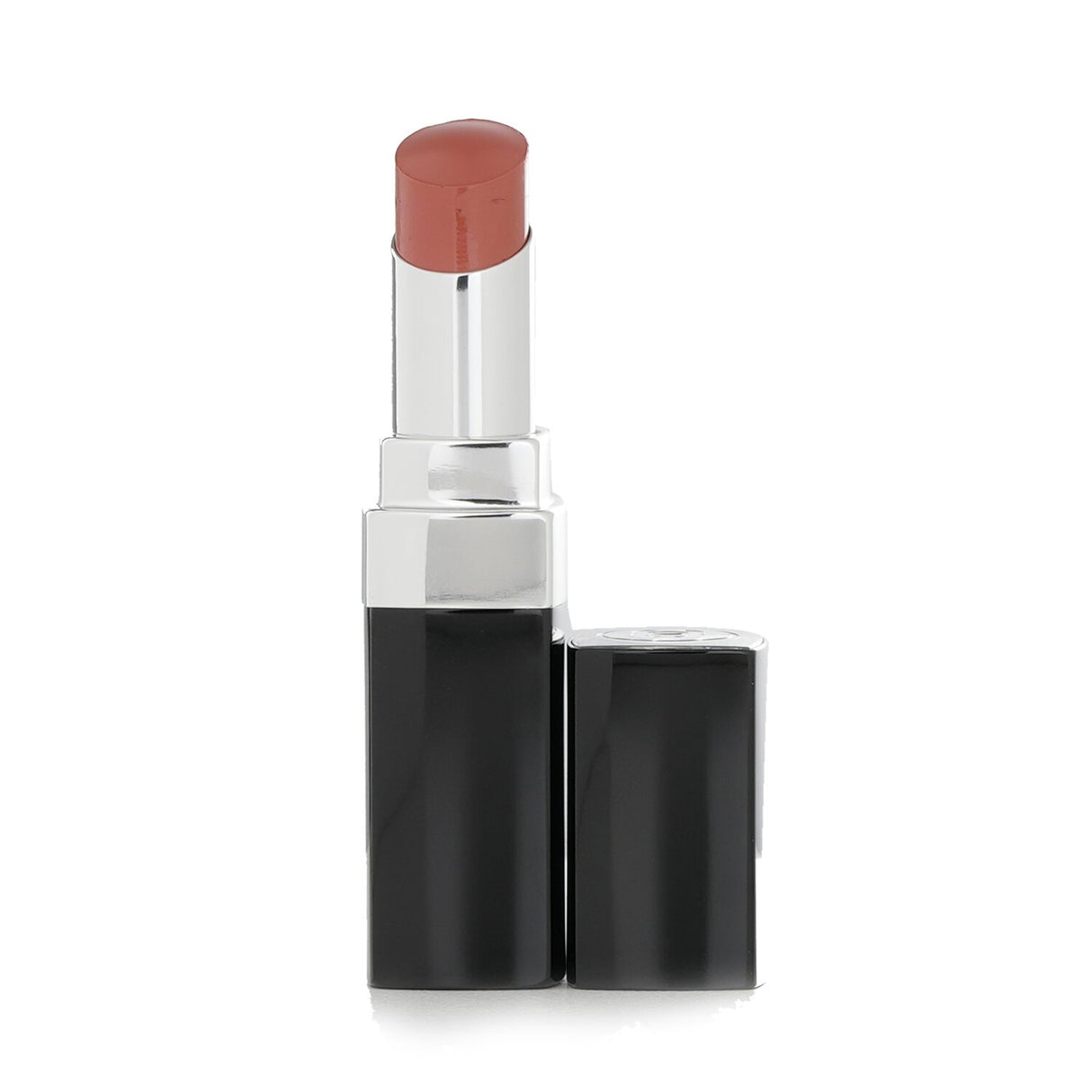 Luxurious Chanel lipstick in #110 Chance, offering intense color, hydration, and high shine in a chic transparent case.