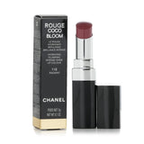 Chanel Rouge Coco Bloom #118 Radiant, a hydrating lipstick with high shine, provides vibrant color and lasting comfort.