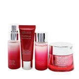 Estee Lauder Nutritious Super-Pomegranate set featuring moisture creme, lotions, cleansing foam, and travel bags for radiant skin.