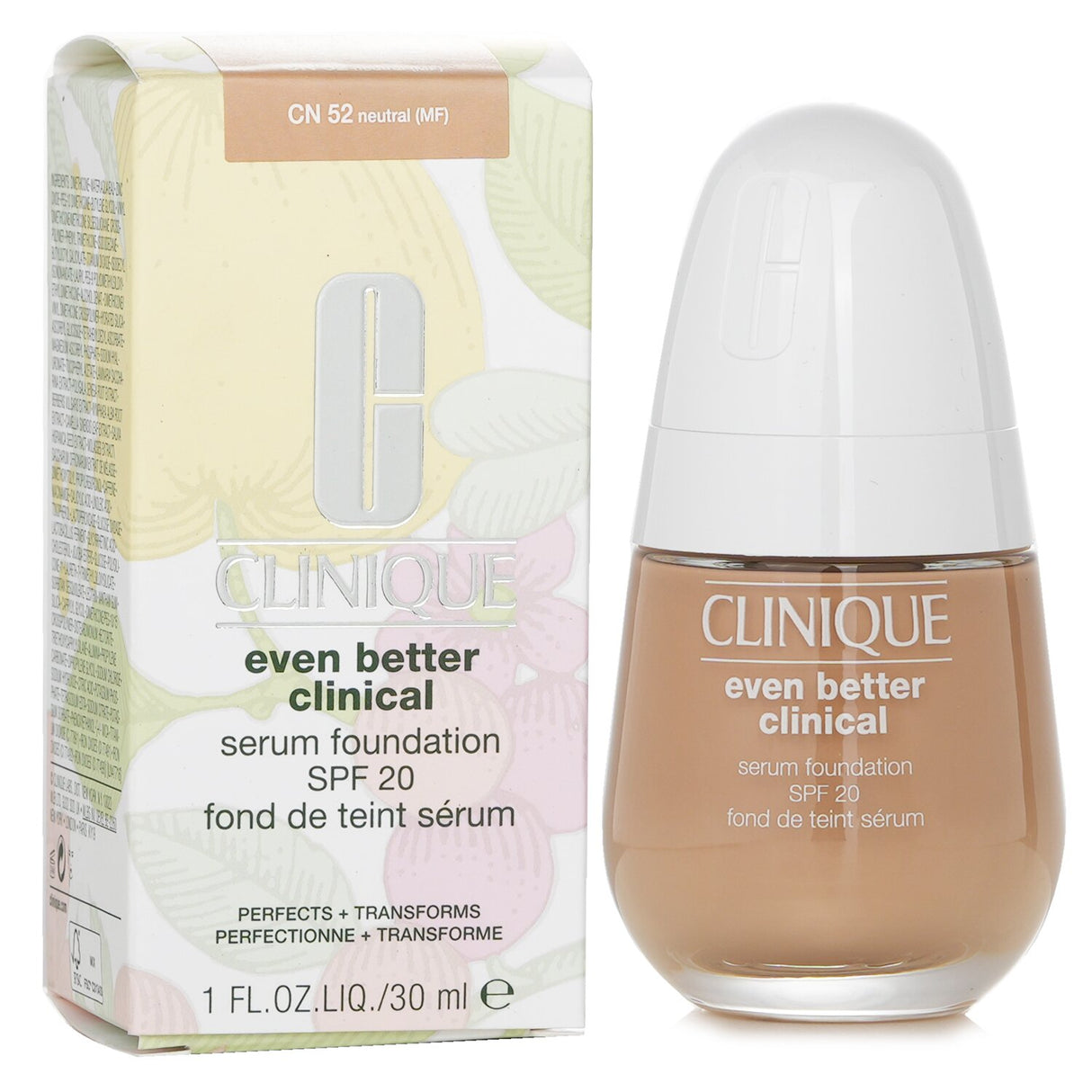 Clinique Even Better Clinical Serum Foundation SPF 20 #CN 52 Neutral, 30ml, provides weightless coverage, hydrates, and evens skin tone.