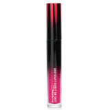 Bright fuchsia liquid lipstick from MAC, featuring a creamy formula for full coverage and 12-hour non-feathering wear.