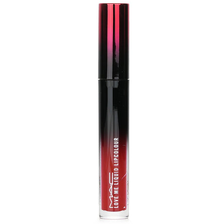 MAC Love Me Liquid Lipcolour in #493 E For Effortless, a deep burgundy red, offers hydrating, long-lasting color with a satin finish.