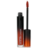 MAC Love Me Liquid Lipcolour in #487 My Lips Are Insured, a vibrant burnt orange offering full-coverage, hydrating satin finish.