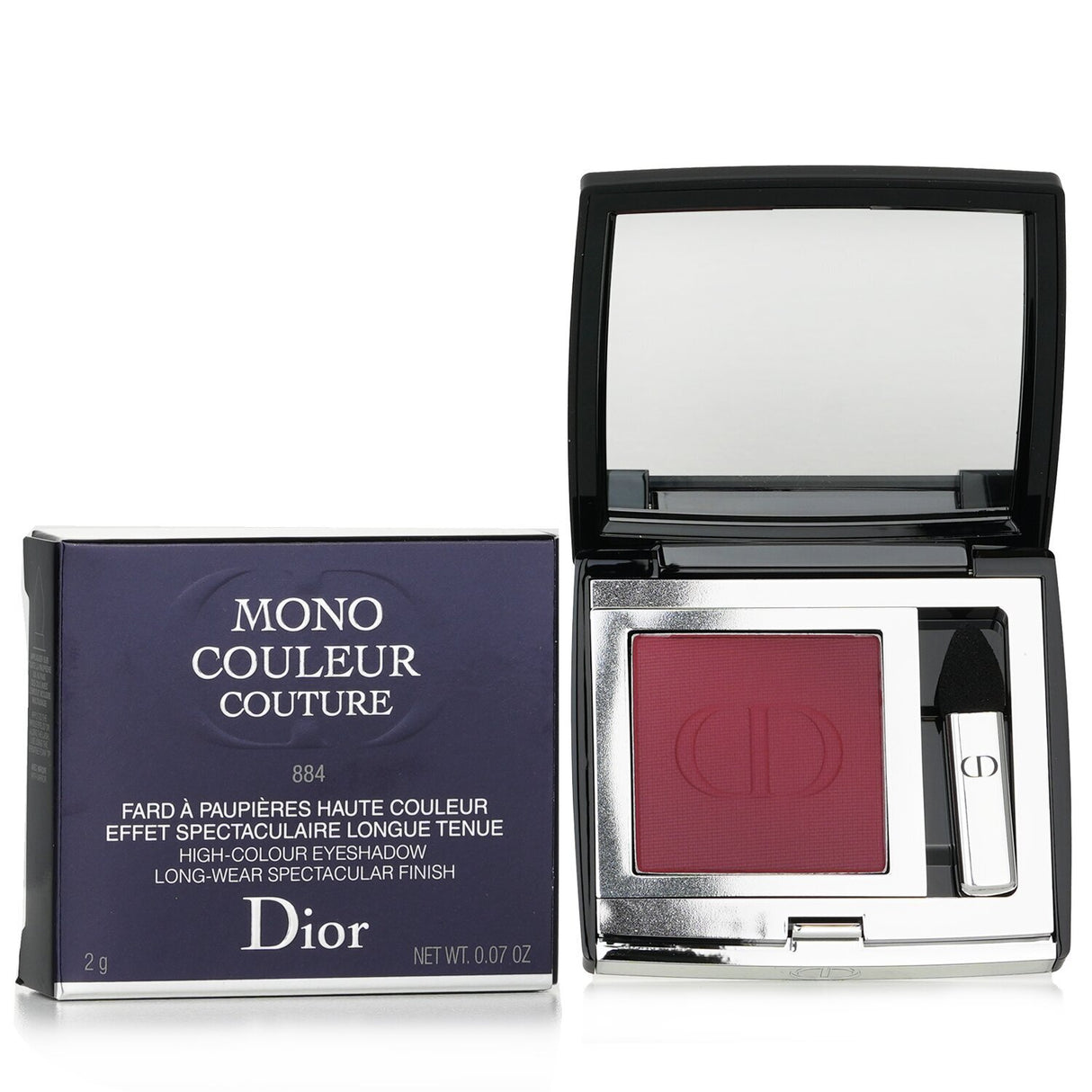 Christian Dior Mono Couleur Couture Eyeshadow #884 in vibrant Rouge Trafalgar, offering intense color and versatile finishes.