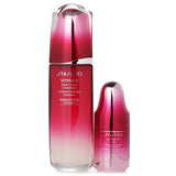 Shiseido Ultimune set includes 100ml face concentrate and 15ml eye concentrate, promoting youthful, resilient skin.