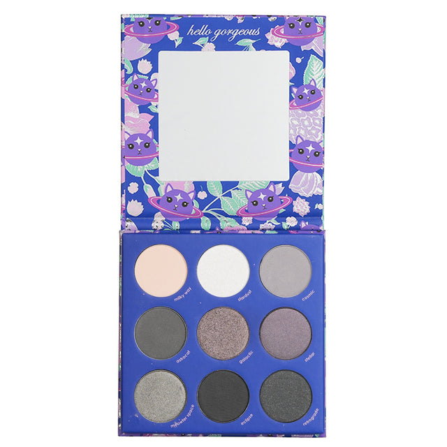 Celestial-inspired eyeshadow palette with 9 cool-toned shades in matte and shimmer finishes for versatile eye looks.