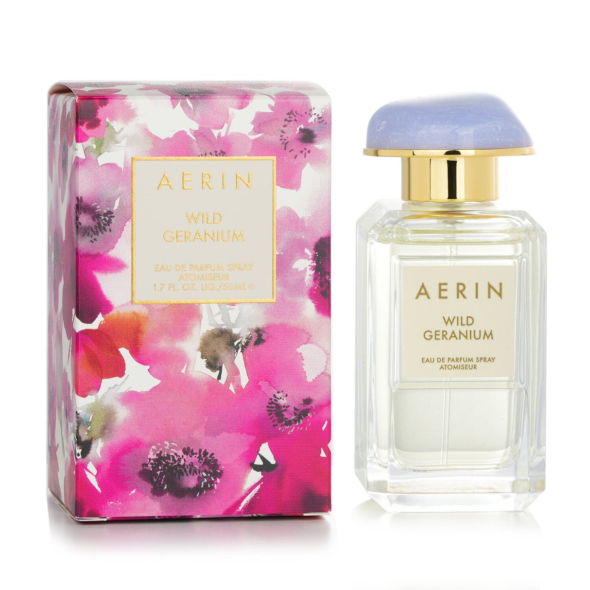 Aerin Wild Geranium Eau De Parfum Spray in 50ml, a floral woody fragrance with bright notes of geranium and lemon for modern women.