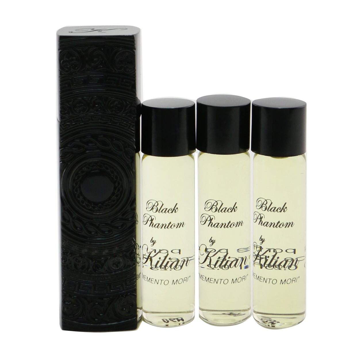 Kilian Black Phantom Eau De Parfum set, featuring rich notes of rum, coffee, and sandalwood, ideal for fall and winter wear.