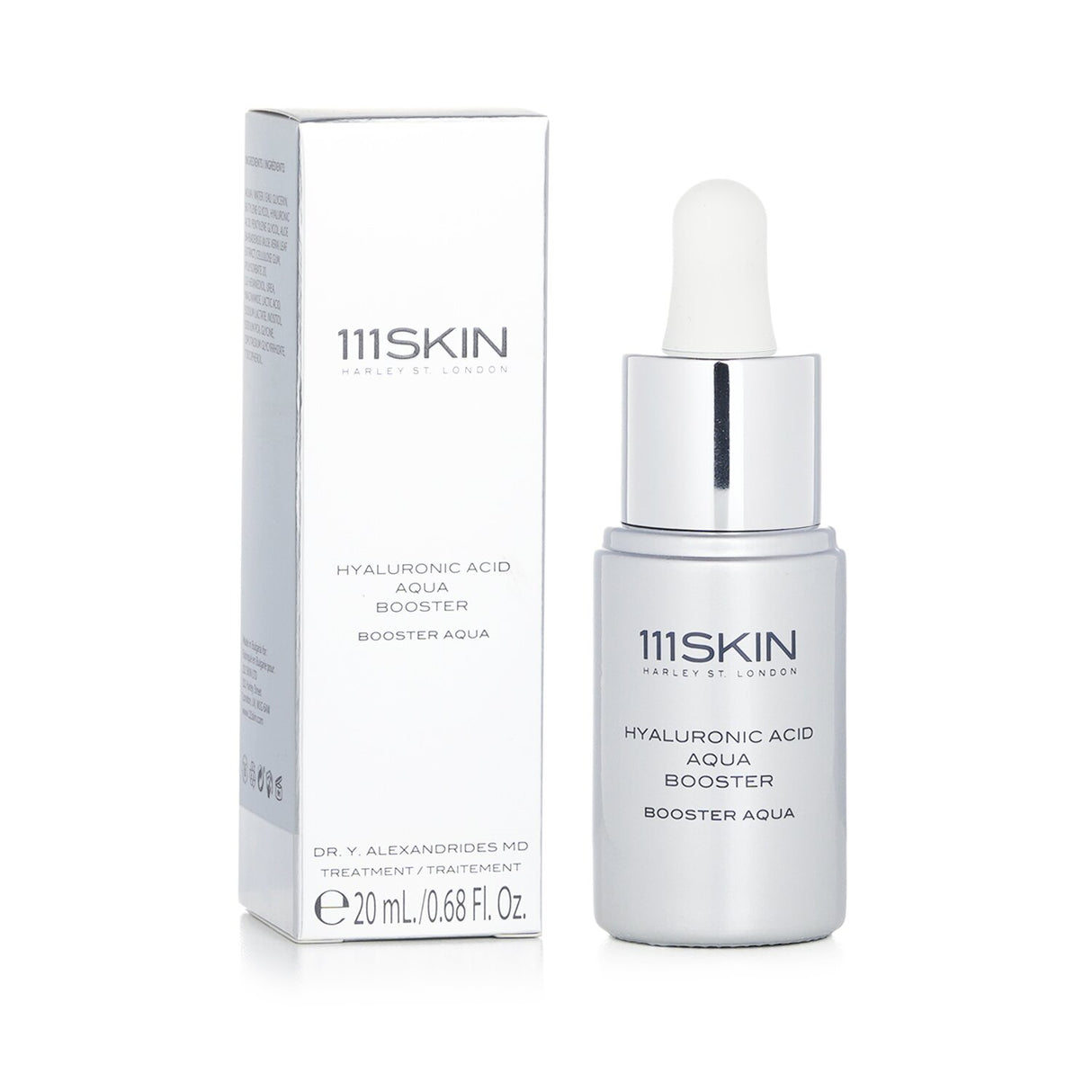 Moisture-boosting 111skin Hyaluronic Acid Aqua Booster (20ml) for deep hydration, brightening, and a weightless finish.