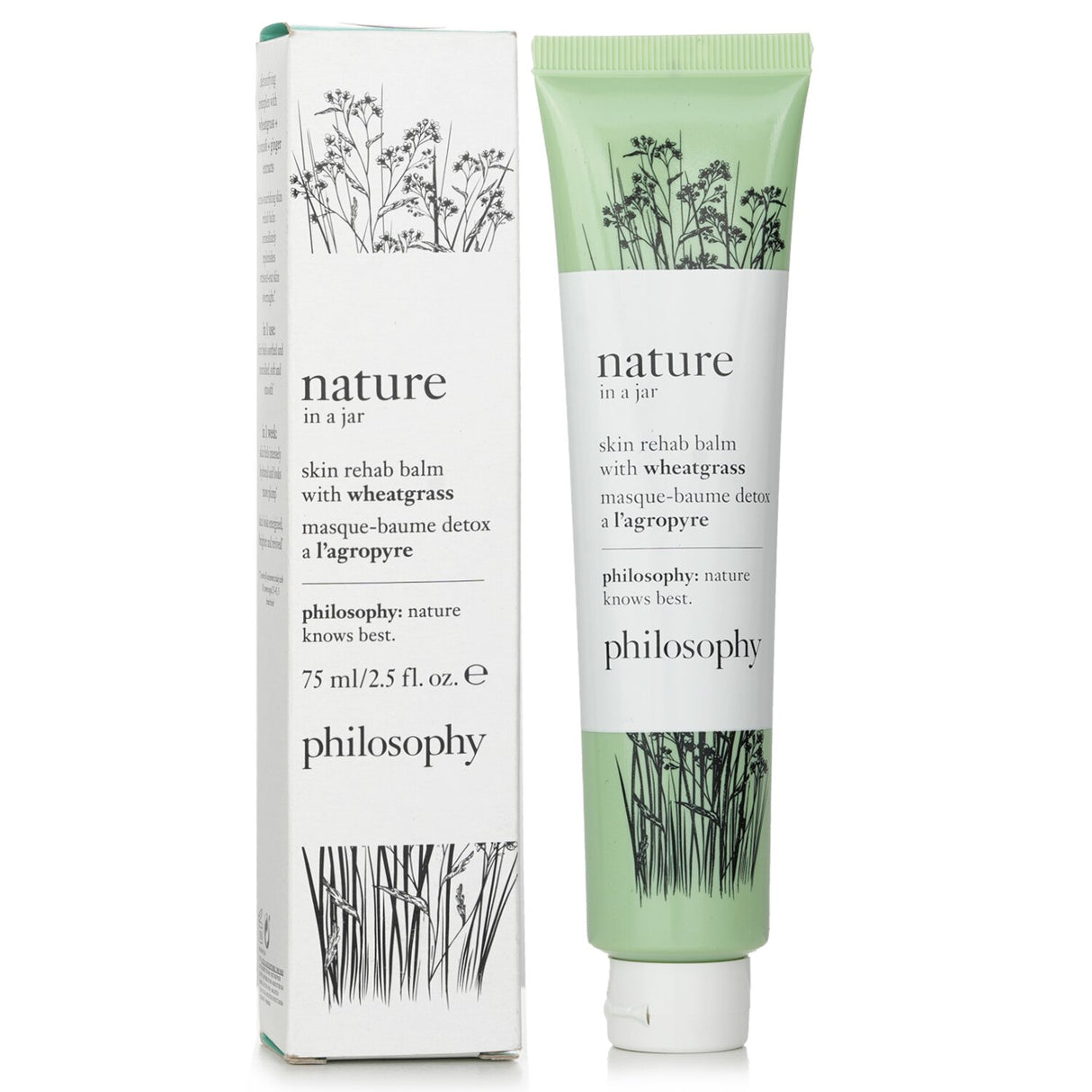 Ultra-nourishing 75ml skin rehab balm with wheatgrass, broccoli, and ginger for hydrated, radiant complexion.