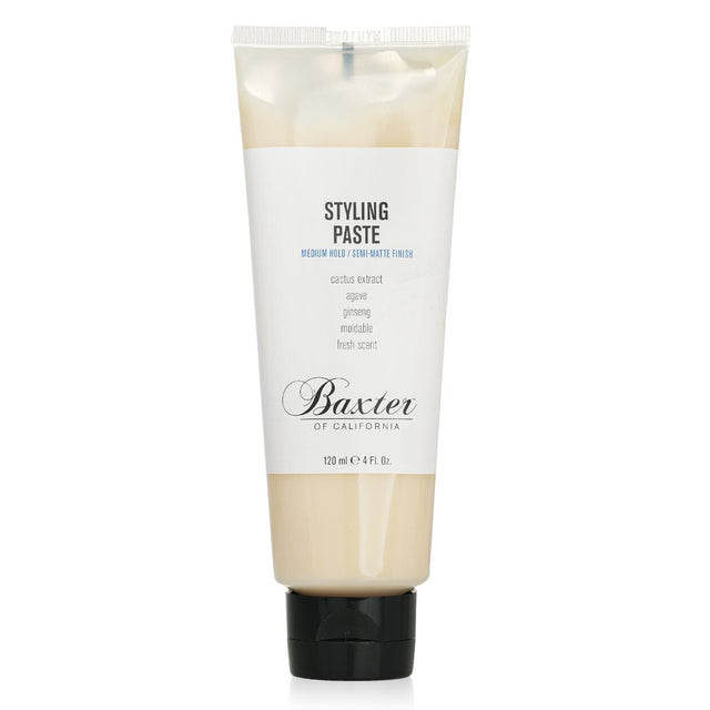 Baxter Of California Styling Paste in a 120ml jar, offering medium hold and semi-matte finish for versatile men's hairstyles.