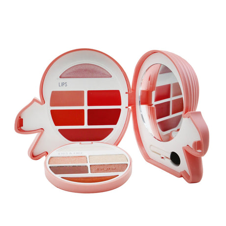 Pupa Squirrel 2 Kit #002 includes a highlighter, 5 eyeshadows, 5 lip creams, and lip gloss in a sleek, compact design.