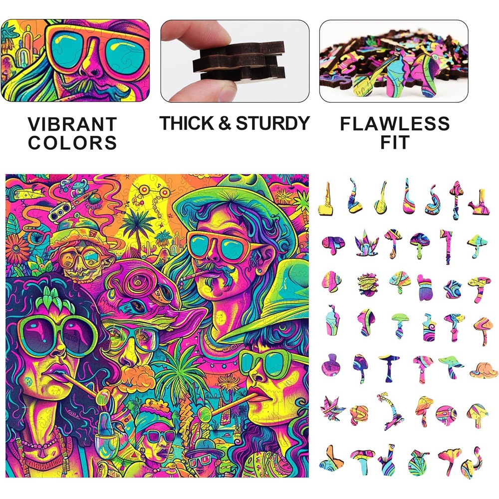 Trippy Puzzles - 300 Piece Wood Jigsaw Groovy Gathering