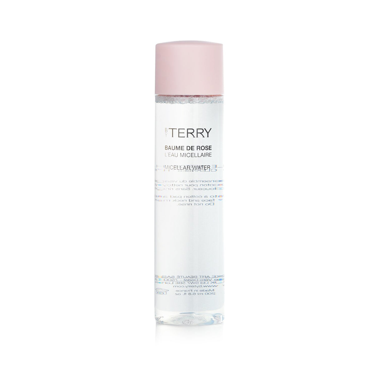 By Terry Baume De Rose Micellar Water 200ml, a gentle cleanser enriched with rose extracts, removes makeup and hydrates skin.