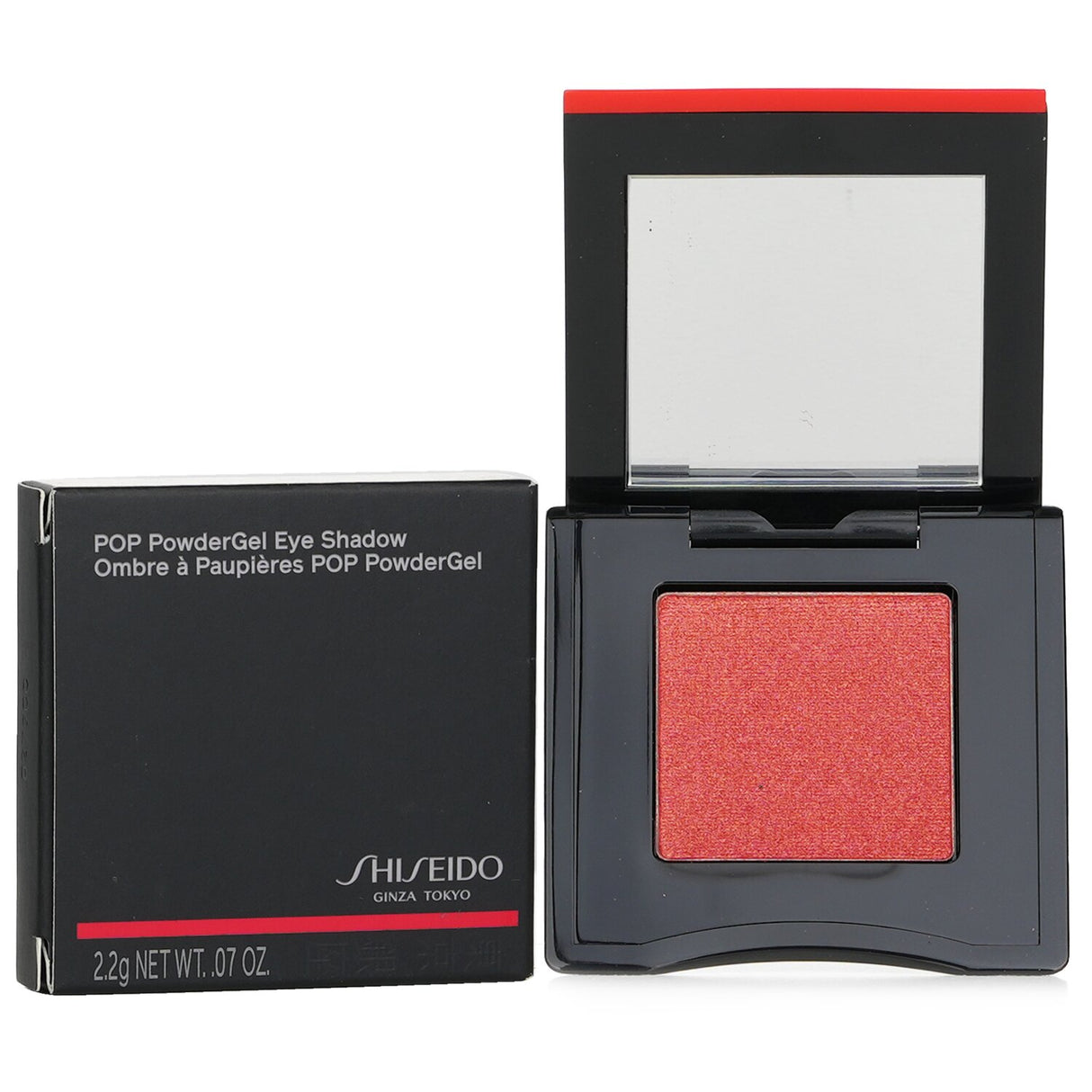 Vibrant Shiseido POP PowderGel Eye Shadow in #06 Vivivi Orange, offering matte, shimmer, and sparkle finishes with long-lasting wear.