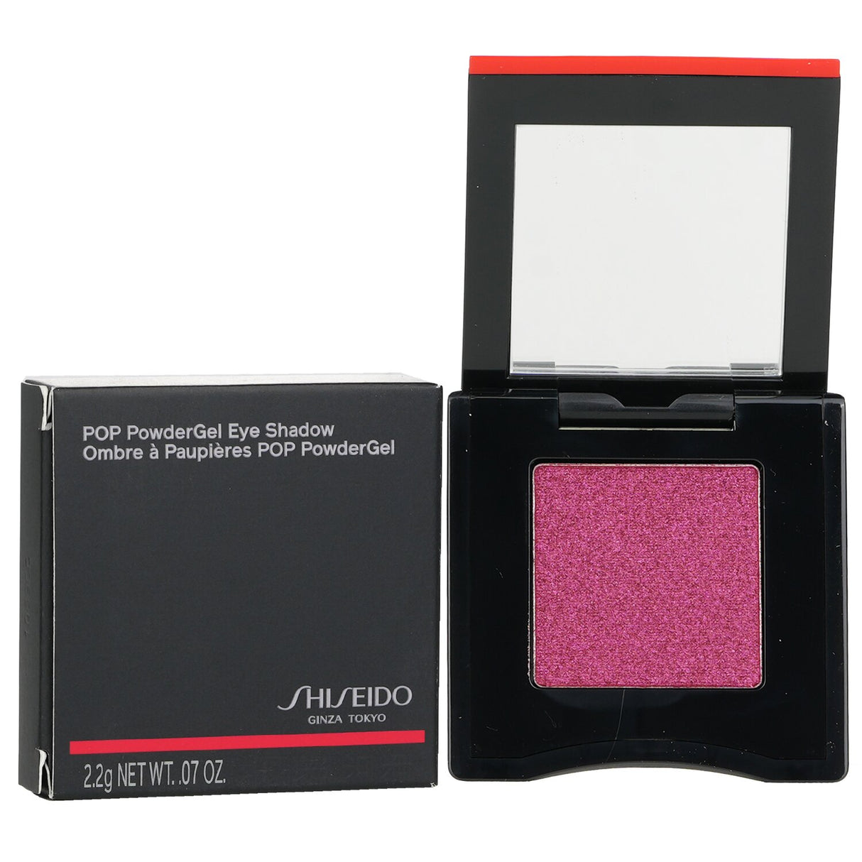 Shiseido POP PowderGel Eye Shadow in #18 Doki-Doki Red, offering vibrant color, silky texture, and long-lasting wear.