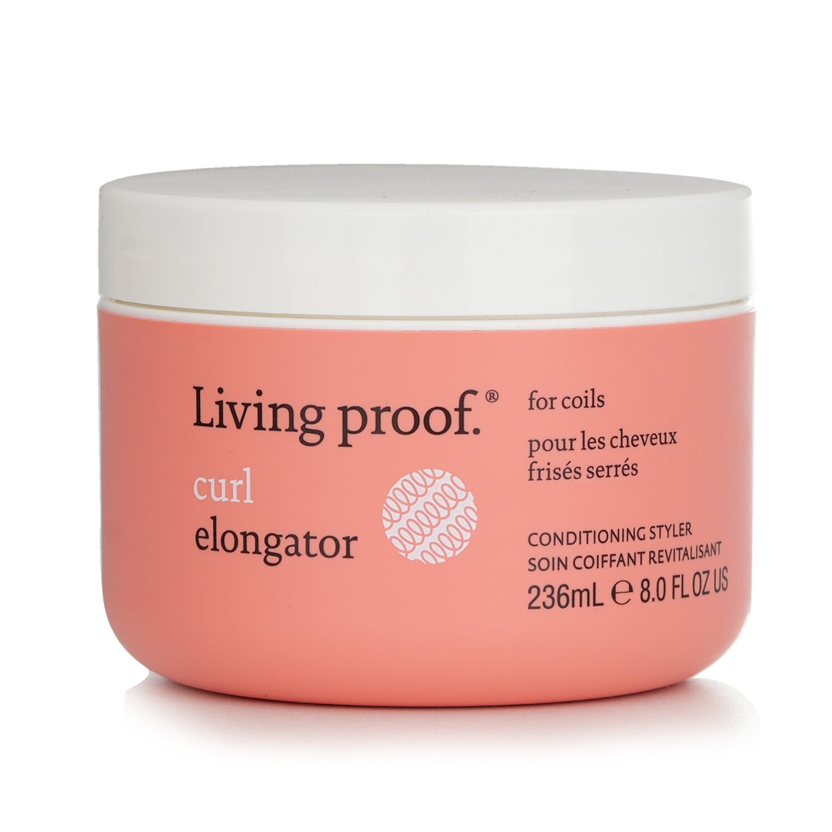 Living Proof Curl Elongator Styler for coils, 236ml, enhances curl definition, controls frizz, and nourishes hair.