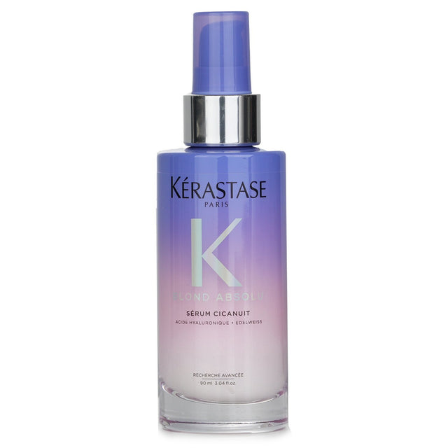 Kerastase Blond Absolu Overnight Recovery Serum for highlighted hair, enriched with Hyaluronic Acid and Edelweiss Flower.