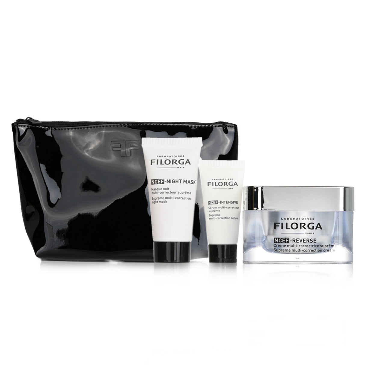 Filorga Anti-Ageing Revolution Gift Set with three potent products for youthful skin, elegantly packaged in a stylish bag.