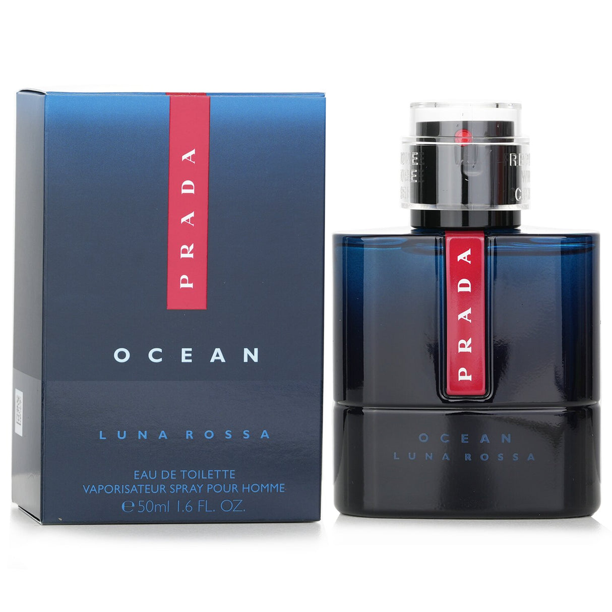 Prada Luna Rossa Ocean Eau De Toilette Spray 50ml, a fresh and sophisticated men's fragrance with aromatic and earthy notes.