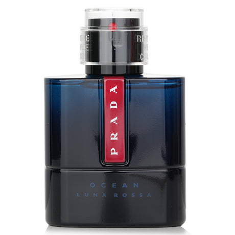 Prada Luna Rossa Ocean Eau De Toilette Spray in a 50ml bottle, featuring fresh and sophisticated aromatic notes for men.