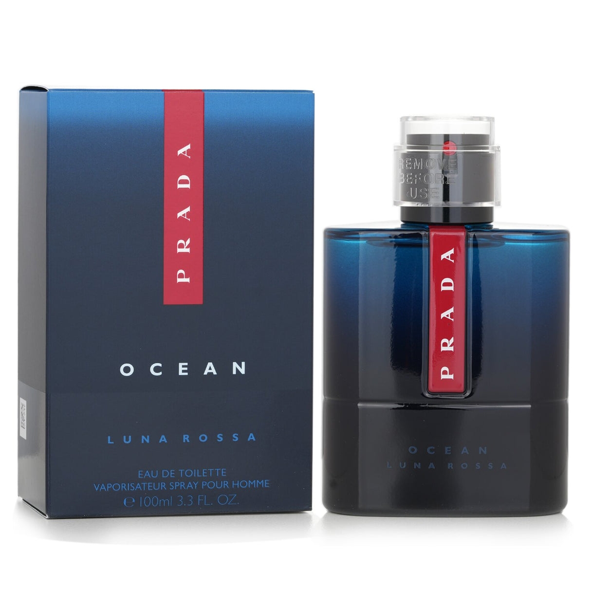 Prada Luna Rossa Ocean 100ml EDT, an elegant men's fragrance with fresh, spicy, and earthy notes evoking ocean power.