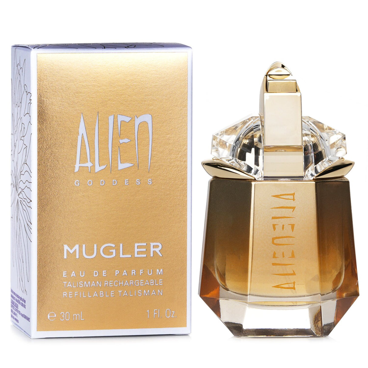 Thierry Mugler Alien Goddess Eau De Parfum 30ml, a floral vanilla fragrance with notes of bergamot, jasmine, and Bourbon vanilla.