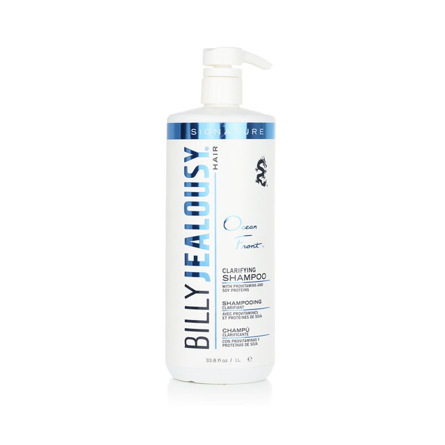 Billy Jealousy Ocean Front Clarifying Shampoo in a 1000ml bottle, designed for men to cleanse and refresh oily hair.