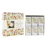 Luxury soap set with six floral-scented bars: Lilac, Bush Rose, Tuberose, Lavender, Waterlily, and Musk for indulgent bathing.