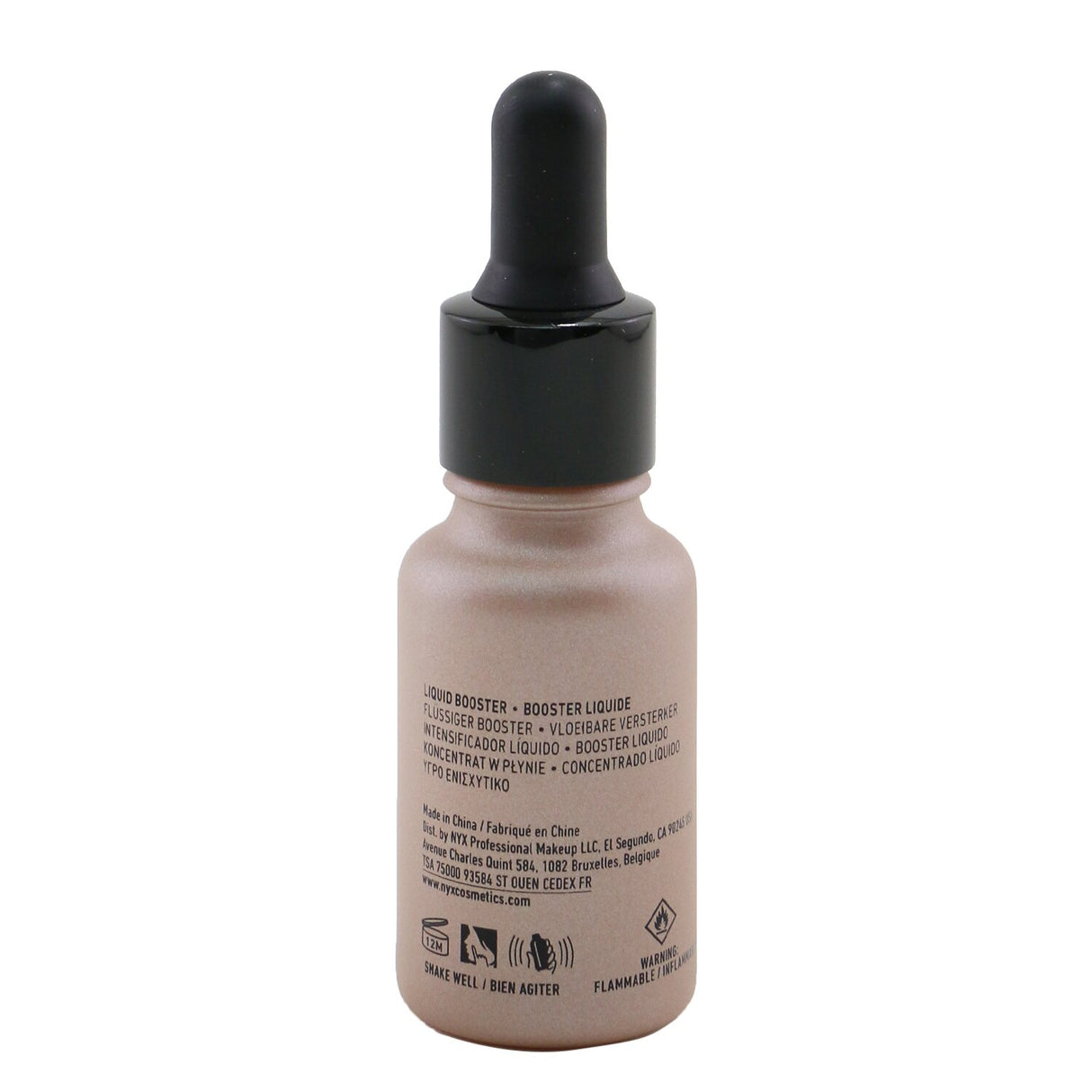 NYX Away We Glow Liquid Booster in #Glazed Donut, a vegan liquid illuminator for a radiant, customizable glow on face and body.