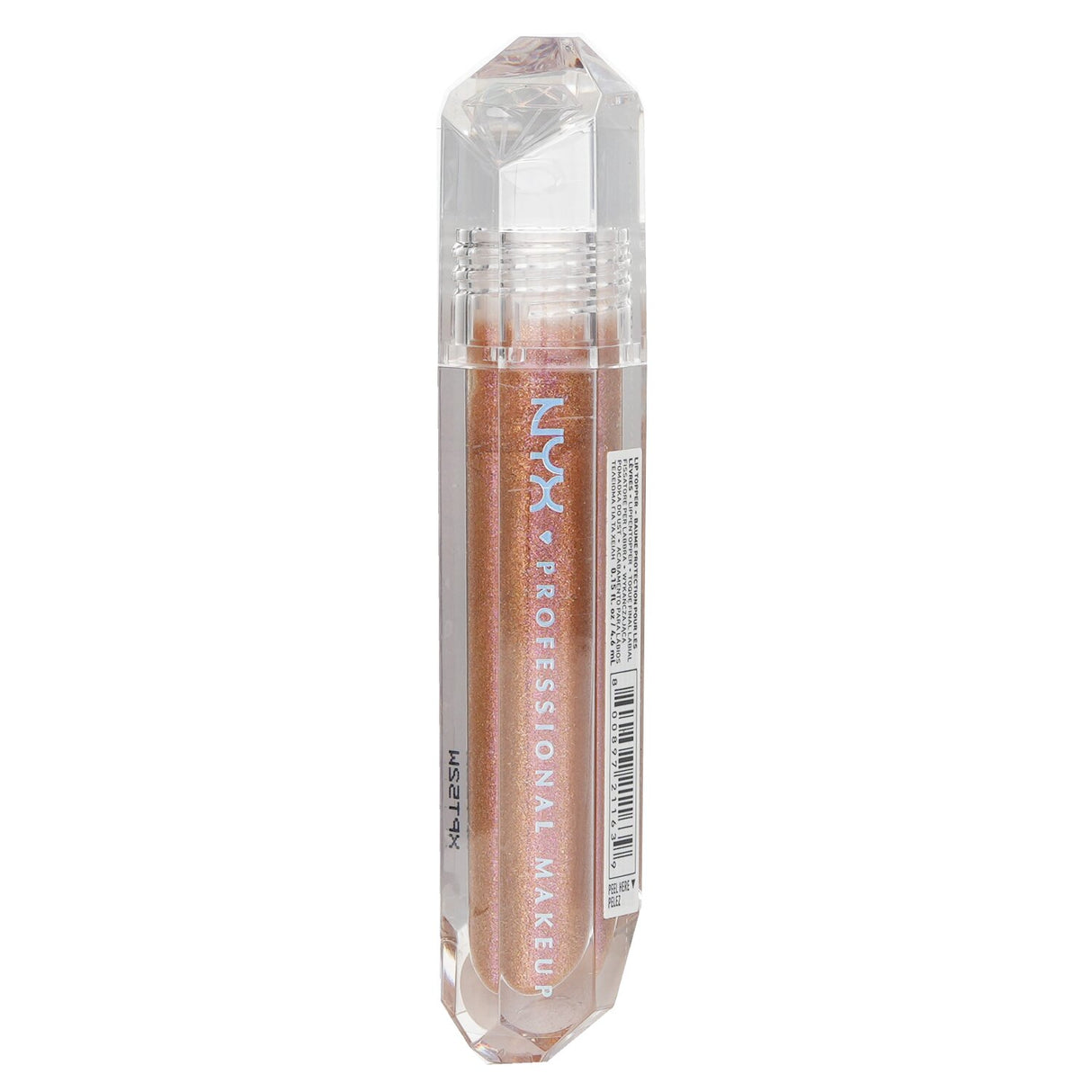 Ultra-shimmering NYX lip topper in # That's Fire, enriched with Argan Oil and Vitamin E for sparkling, hydrated lips.