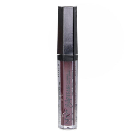 NYX Slip Tease Lip Lacquer in #Last Frontier, vibrant lip color with glossy finish and vanilla-mint scent, 3ml size.