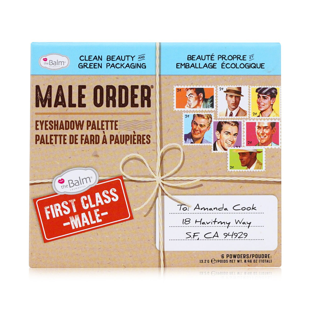 TheBalm Male Order Eyeshadow Palette with 6 creamy nude shades, enriched with botanical extracts for versatile looks.