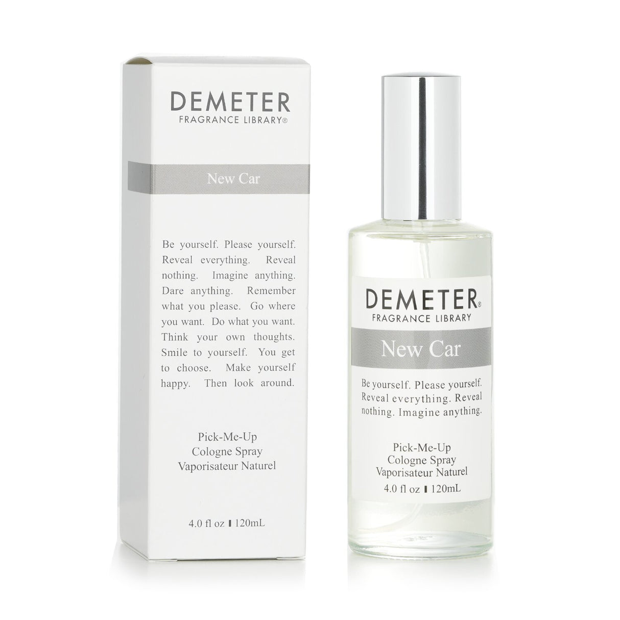 Demeter New Car Cologne Spray 120ml, a fresh, inviting scent capturing new car notes for everyday wear.