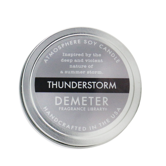 Demeter Thunderstorm Soy Candle, 170g; handcrafted, soothing scent evokes a serene thunderstorm ambiance for relaxation.
