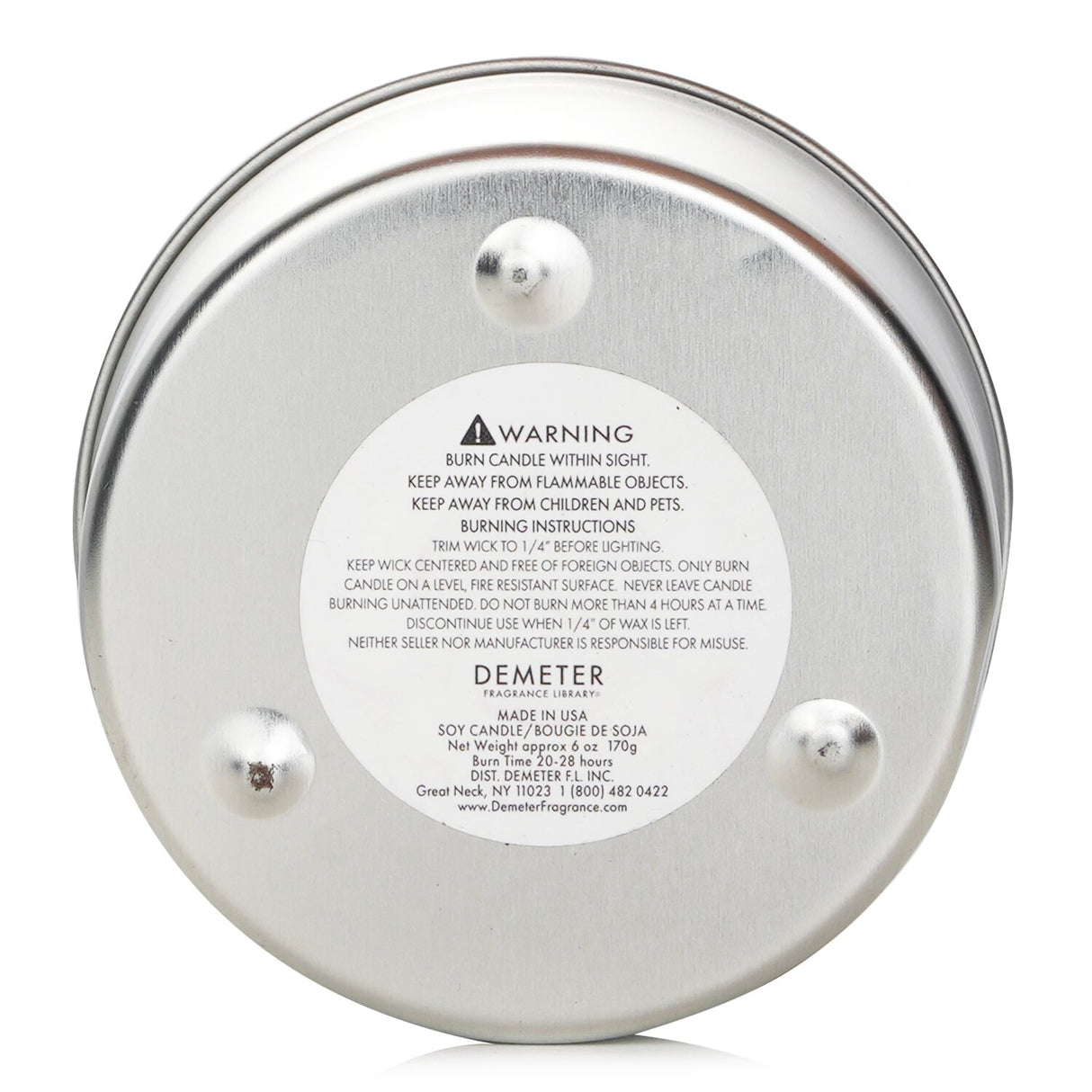 Demeter Baby Powder Soy Candle in a 170g jar, featuring a soft fragrance for a cozy home ambiance, hand-poured in the USA.