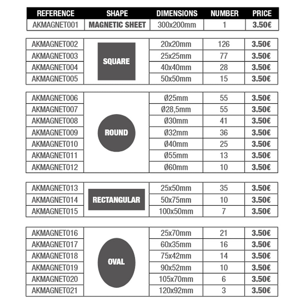 AK Interactive - Magnets - Rectangular 50 X 75 - 10 units