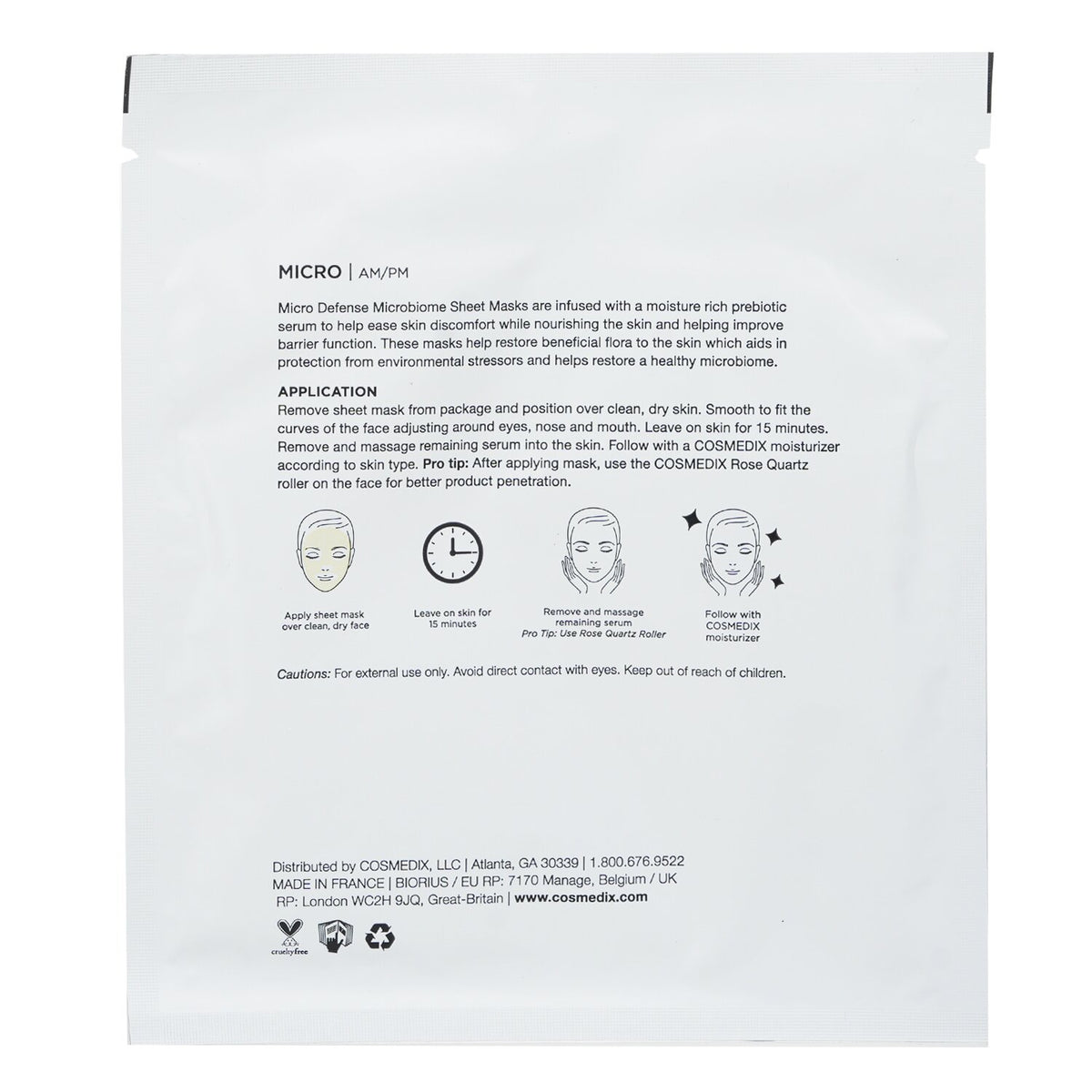 CosMedix Micro Defense Microbiome Sheet Mask (Salon Size)  10sheets