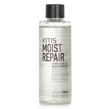 KMS California Moist Repair Hydrating Oil in a 100ml bottle, ideal for nourishing hair, skin, and beard with natural ingredients.