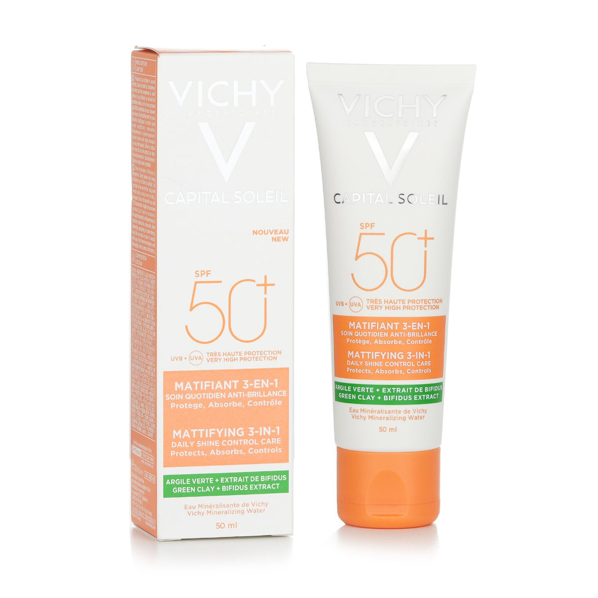 Vichy - Capital Soleil Mattifying 3-In-1 Daily Shine Control Care SPF 50 - Prote