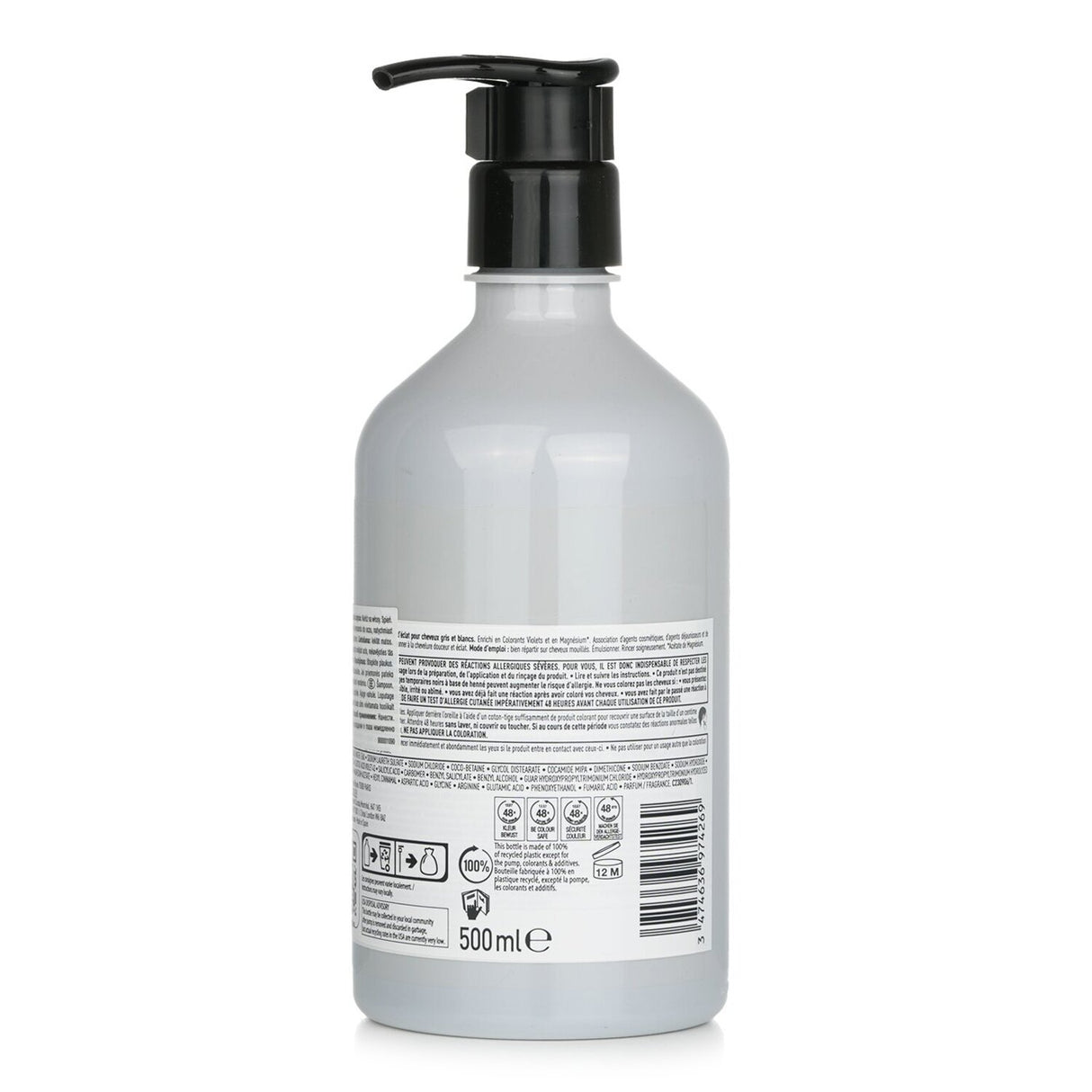 L'Oreal Professionnel Silver Violet Dyes Shampoo in 500ml, ideal for grey and blonde hair, neutralizes yellow tones effectively.