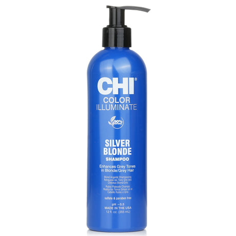 CHI Ionic Color Illuminate Shampoo in Silver Blonde, 355ml; sulfate-free formula for vibrant, color-treated hair and moisture.