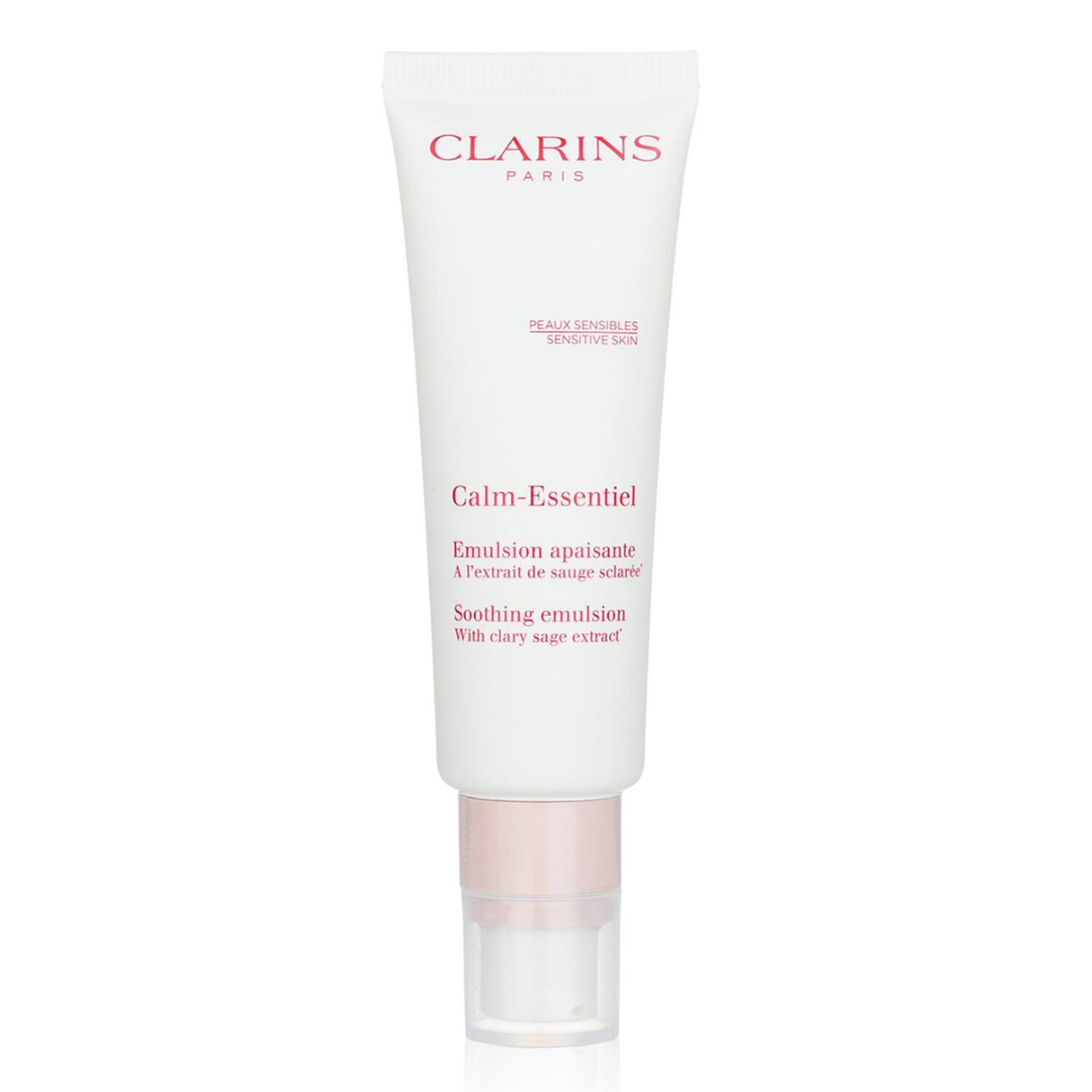 Calm-Essentiel Soothing Emulsion by Clarins, a 50ml facial treatment for sensitive skin, hydrates and calms with natural ingredients.