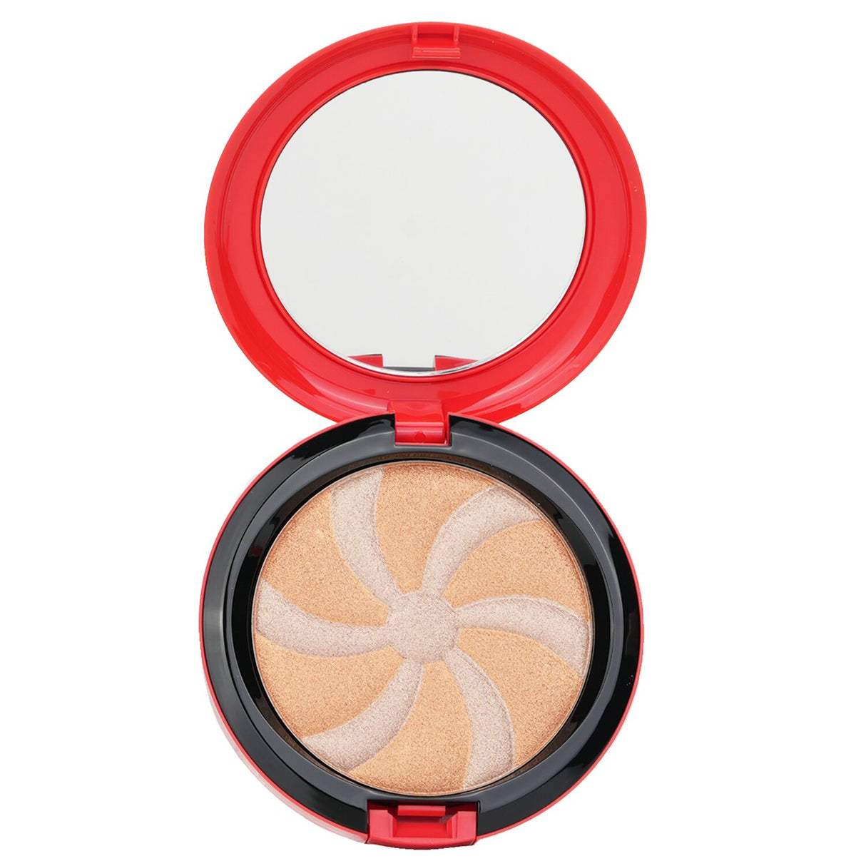 MAC Hyper Real Glow Duo featuring embossed spiral design, two radiant hues, and hypnotic compact for holiday beauty.