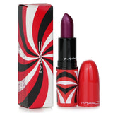 Frosty berry lipstick from MAC's holiday collection, enriched with vitamins, offering shine and a delightful vanilla aroma.