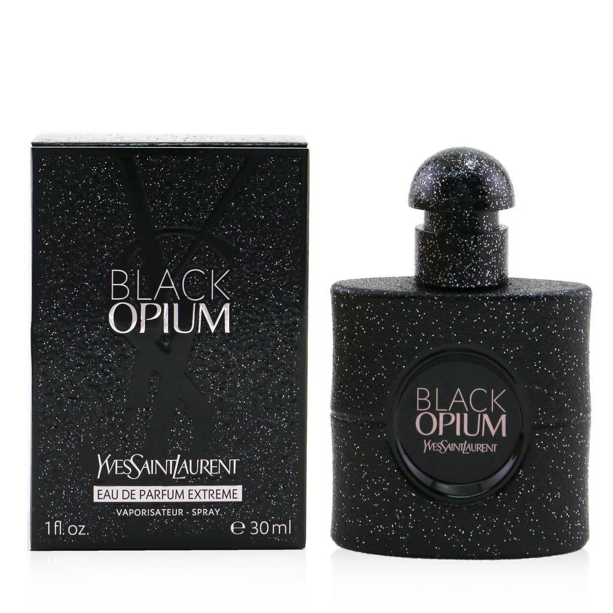 Yves Saint Laurent Black Opium Extreme Eau De Parfum in a sleek black bottle, featuring coffee, cacao, jasmine, and vanilla notes.