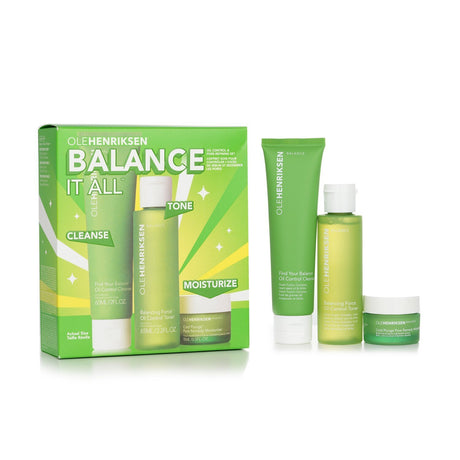 Ole Henriksen Balance It All Set featuring cleanser, toner, and moisturizer for effective oil control and refined pores.