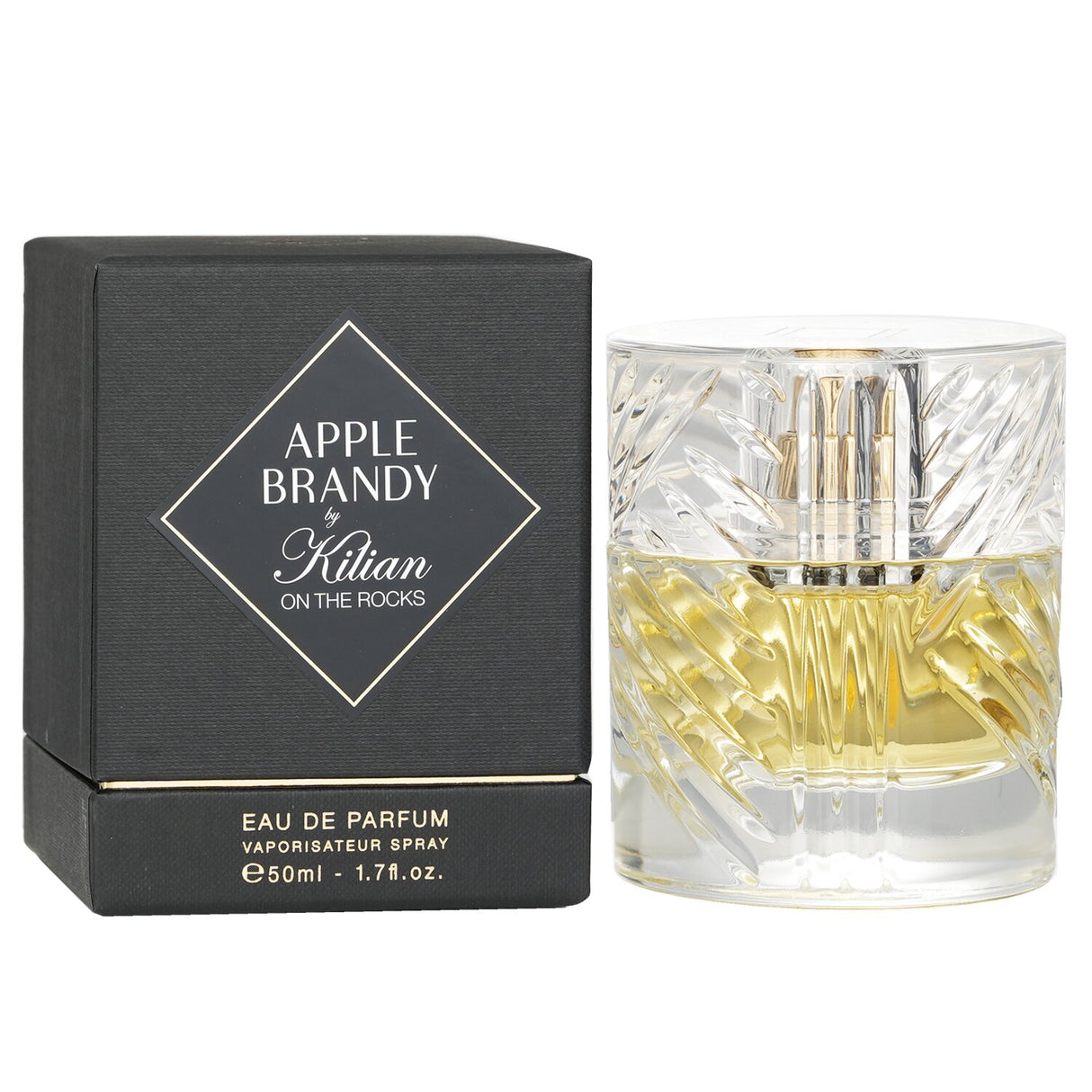 Kilian Apple Brandy On the Rocks 50ml spray, a unisex fruity gourmand fragrance inspired by New York, ideal for fall and winter.