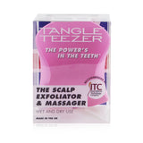 Pretty Pink Tangle Teezer Scalp Exfoliator Brush with dual teeth for detoxifying and massaging all hair types.